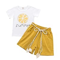 2PCS Toddler Kids Baby Girls Outfits Sleeveless T-shirt Lolly Tops+Short Pants Clothes Set
