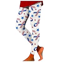 Stars & Stripes Tummy Control Skimpy Leggings for Women American Flag Patriotic Yoga Pants Graphic Butt Scrunch Gym