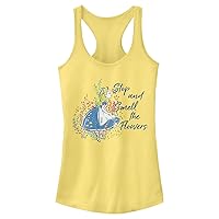 Disney Women's Alice in Wonderland Stop and Smell The Flowers Juniors Racerback Tank