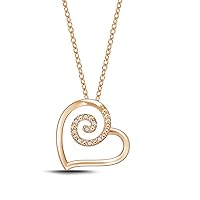 925 Sterling Silver Diamond Accent Tilted Curved Heart Diamond Pendant Necklace (0.025cttw, I-J/I2-I3) 18