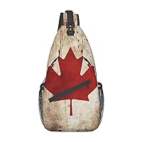Retro Canada Flag Print Unisex Chest Bags Crossbody Sling Backpack Lightweight Daypack for Travel Hiking