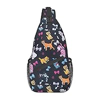 Cartoon Cat Sling Bag Crossbody Backpack Sling Backpack Shoulder Bag For Women Men Cycling Hiking Travel
