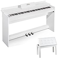ZHRUNS Digital Piano 88 Key Full-Size Weighted Keyboard Piano MIDI/Headphone/Audio Output Feature, Duet Piano Bench Wooden Keyboard Bench