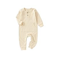 Organic Cotton Newborn Baby Boy Girl Clothes Unisex Romper Infant Solid Long Sleeve Jumpsuit Coming Home Outfit