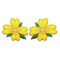Nipitshop Patches Yellow Flowers Cherry Blossom Sew On Iron On Patch Applique Men Women Clothes Dress Plant Hat Jeans Sewing Flowers Applique Decoration Accessory