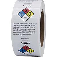 Acetone Chemical NFPA Labels, 2 x 3