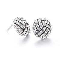 Lureme Fashion Crystal Rhinestone Post Stud Silver Bling Basketball Earrings (er005453)