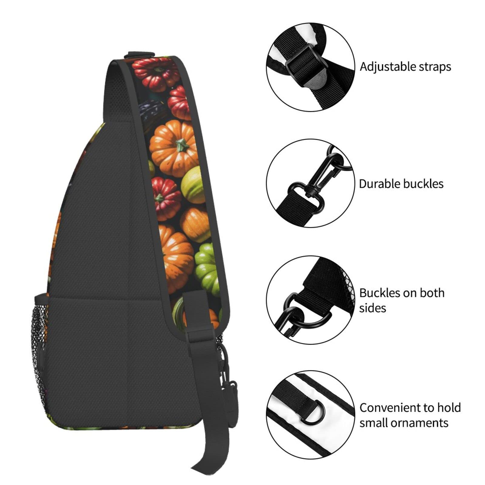 MIXMEY Fruits And Vegetable Print Cross Chest Bag Diagonally,Sling Backpack Fashion Travel Hiking Daypack Crossbody Shoulder Bag For Men Women