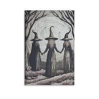 Beautiful Visual Art Aesthetics Witches Eclectic Gothic Art Halloween Wall Art Autumn Spooky Decoration Canvas Wall Art Prints for Wall Decor Room Decor Bedroom Decor Gifts 24x36inch(60x90cm) Unfram