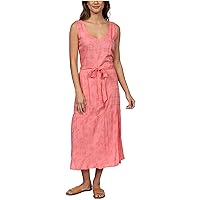 Hurley Womens Monroe High Slit Blouson Maxi Dress, Pink, Small