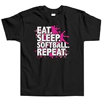 Threadrock Little Girls' Eat Sleep Softball Repeat Toddler T-Shirt