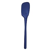 Flex-Core All Silicone Spoon with Angled Head & Measuring Marking Perfect for Cooking & Baking, Heat-Resistant & BPA-Free, Dishwasher-Safe, Deep Indigo