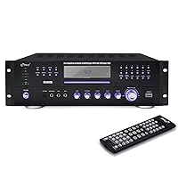 4 Channel Pre Amplifier Receiver-1000 Watt Compact Rack Mount Home Theater Stereo Surround Sound Preamp Receiver W/Audio/Video System, CD/DVD Player, AM/FM Radio, MP3/USB Reader-Pyle PD1000A.5, Black