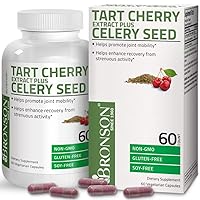 Tart Cherry Extract + Celery Seed Capsules - Powerful Uric Acid Cleanse, Joint Mobility Support & Muscle Recovery Supplement - Non-GMO Formula - 60 Vegetarian Capsules