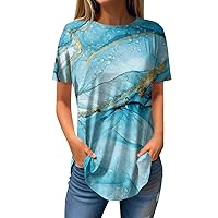 Ladies Tops and Blouses Summer Shirts for Women 2024 Short Sleeve Work Plus Size Spring Crewneck Blouses Tunic Top