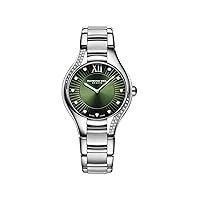 RAYMOND WEIL Noemia Women's Watch, Quartz, Green Dial, Roman Numerals, 47 Diamonds, Stainless Steel, 32 mm (Model: 5132-S1S-52181)