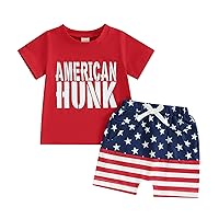 MoZiKQin 4th of July Baby Boy Outfit Short Sleeve T-shirt Top and Stars Shorts Toddler Boy Independence Day Clothes