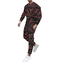 Mens 2 Piece Sweatsuit Long Sleeve Pullover + Jogger Pants Tracksuit Set Casual Workout Matching Suit Activewear