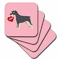3dRose Black and Silver Schnauzer Valentine XOXO Dog - Coasters (CST_354285_4)