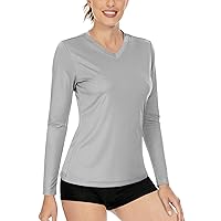 Boladeci Women's UPF 50+ Sun Shirts V Neck Long Sleeve Lightweight Quick Dry UV Protection Clothing Rash Guard Swim T-Shirts