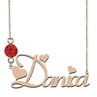 HUAN XUN Personalized Any Name Necklace with Birthstone