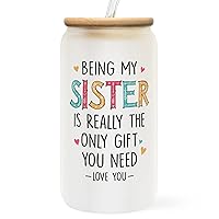 Sisters Gifts from Sister, Brother - Gifts for Sister - Sister Birthday Gift Ideas, Birthday Gifts for Sister - Mothers Day Gifts for Sister, Sister Christmas Gifts - Big Sister Gift - 16 Oz Can Glass