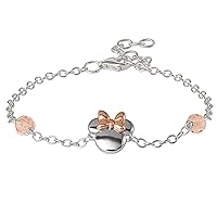 Minnie Mouse Sterling Silver Pink Plated Bracelet, 5.5