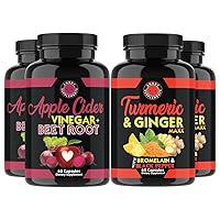 Angry Supplements Apple Cider Vinegar + Beet Root 2PK + Turmeric & Ginger Maxx 2PK, Ultimate Health Bundle 4 Bottles Total