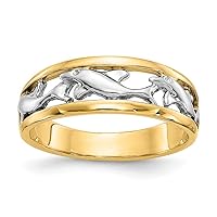 14k Two Tone Solid Polished Gold Dolphin Ring Size 6 Jewelry for Women