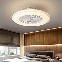 Ceilifan with Light and Remote Control Silent 3 Speeds Bedroom Led Fan Ceililight with Timer Modern Liviroomt Ceilifan Light/Pink