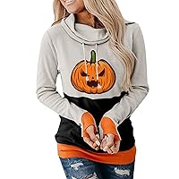 Womens Casual Hoodies Pullover Tops Sweatshirts Women Halloween Printing Sweatshirt Casual Long Sleeve Hooded