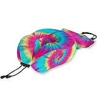 ALAZA Memory Foam Neck Pillow, Rainbow Spiral Tie Dye Comfort Travel Pillow for Head, Neck, Chin Support