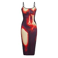 Women's Dresses Body Heat Map Print Cami Bodycon Dress in Multicolor and Blue Dress for Women