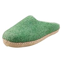 House Slippers for Women Man Kids|Slip On Bedroom Slippers | 100% Sheep Natural Wool Handmade Green W US 7.5