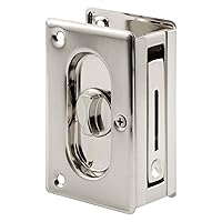Prime-Line N 7367 Pocket Door Privacy Lock with Pull - Replace Old or Damaged Pocket Door Locks Quickly and Easily – Satin Nickel, 3-3/4” (Single Pack)