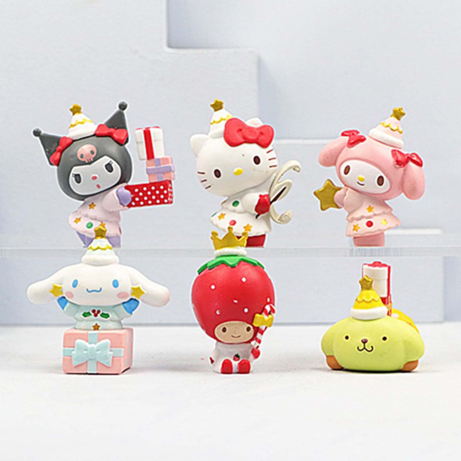 SF 5pcs/set Cute Anime Figurine Ornaments Cartoon Animal Cake Decoration  Animation Figure Collection Table Desk Ornaments Birthday Gifts