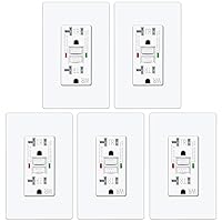 ELECTECK 5 Pack GFCI Outlets 20 Amp, Outdoor Weather Proof (WR), Self-Test GFI Receptacles with LED Indicator, Ground Fault Circuit Interrupter, Screwless Wallplate Included, UL Listed, White