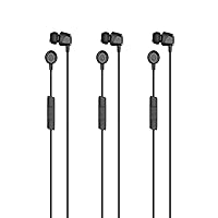 Skullcandy Jib In-Ear Wired Earbuds, Noise Isolating, Microphone, Works with Bluetooth Devices and Computers - Black 3-Pack