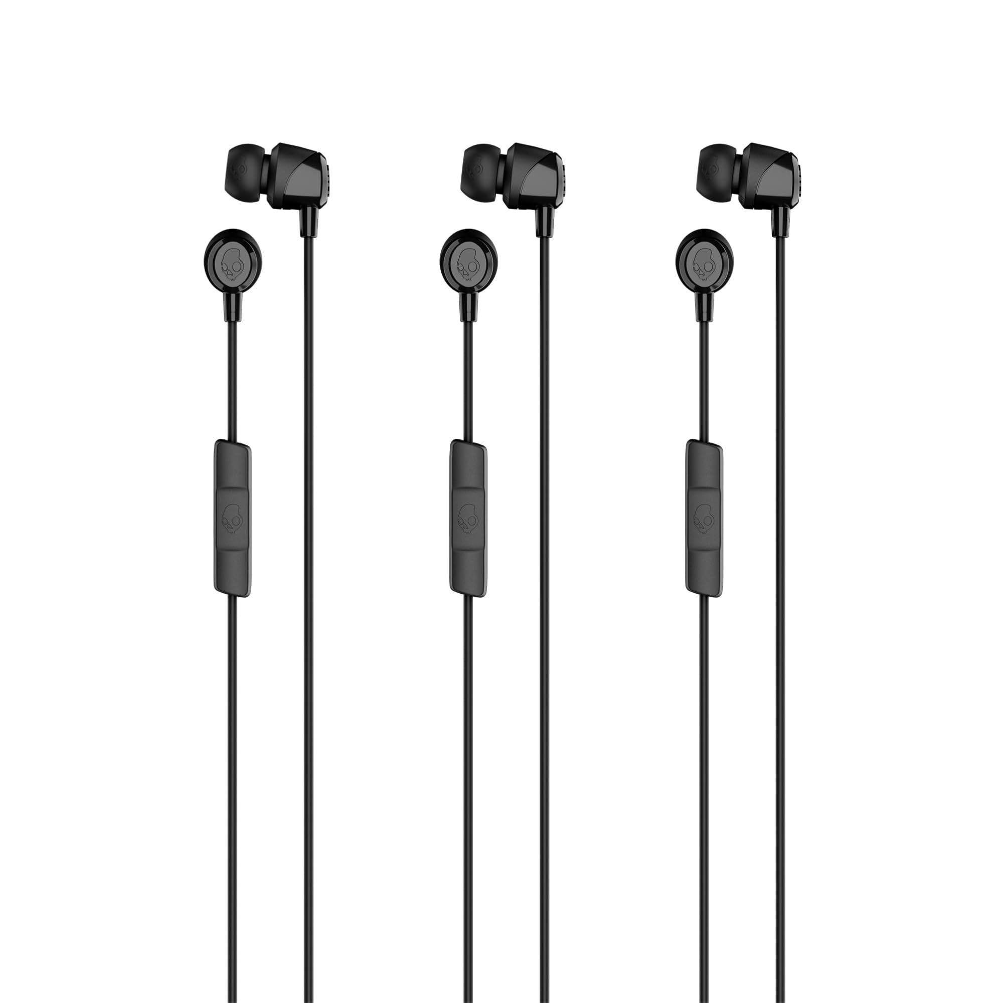 Skullcandy Jib in-Ear Wired Earbuds, Microphone, Works with Bluetooth Devices and Computers - Black 3-Pack