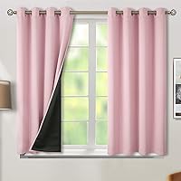 BGment Baby Pink 100% Blackout Curtains for Nursery Bedroom 54 Inch Length 2 Panels, Thermal Insulated Full Light Blocking Grommet Noise Cancelling Window Curtains for Girls Room, 52 Inch Wide Each
