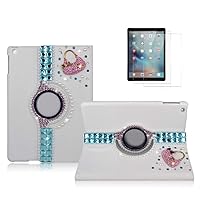 STENES iPad Pro 9.7 Case - Stylish - 3D Handmade Bling Crystal Girls Bag 360 Degree Rotating Stand Case Smart Cover Auto Sleep/Wake Feature for iPad Pro 9.7 inch - Pink
