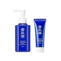 SEKKISEI Cleanse DUO Bundle, Treatment Cleansing Oil (5.4 oz) & Facial Cream Wash (4.5 oz) Face Cleanser kit
