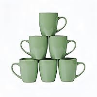 Coffee Mugs Set of 6, 12 Oz Coffee Cups Ceramic with Large Handle, Hot Chocolate Cocoa Mugs, Coffee Mug set for Cappuccino, Latte, Tea, Dishwasher, Oven, Microwave safe (Green 1)