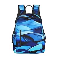BREAUX Abstract Blue Print Simple And Lightweight Leisure Backpack, Men'S And Women'S Fashionable Travel Backpack