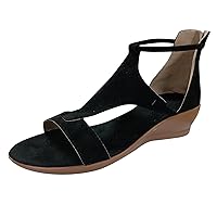 Comfortable Sandals Women Flip Flops For Girls Summer Womens Open Toe Platform Casual Shoes Solid Color Zipper Wedges Sandals Black