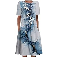 Womens Summer Dresses 2024 Plus Size Casual Dress Short Sleeve Pocket Dress Floral Boho Dress Flowy Beach Dresses