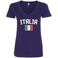 Threadrock Women's Italia Flag V-Neck T-Shirt