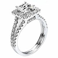 2 Carat Princess Cut Diamond Engagement Halo Ring