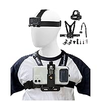 Phone Chest Mount Harness & Head Strap for All iPhones - Hands Free for POV/VLOG - Anti-slip & Water-resistant Accessories Kit for Immersive Filming Video, Fishing- Body Camera Mount for GoPro