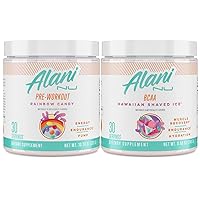 Rainbow Candy Pre Workout and BCAA Hawaiian Shaved Ice Post Workout Powder Bundle | L-Theanine, Beta-Alanine, Citrulline | Branch Chain Essential Amino Acids | 30 Servings per Container